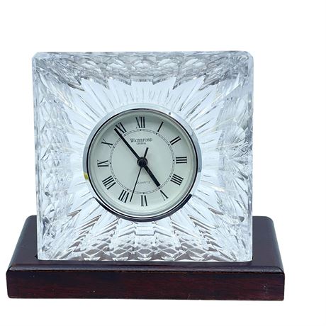 Waterford 'Olive' Crystal Table Clock on Base