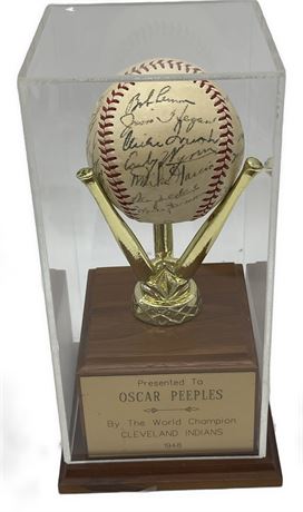 1948 Cleveland Indians “The World Champion” Signed Baseball (w/ Case) ***Rare***