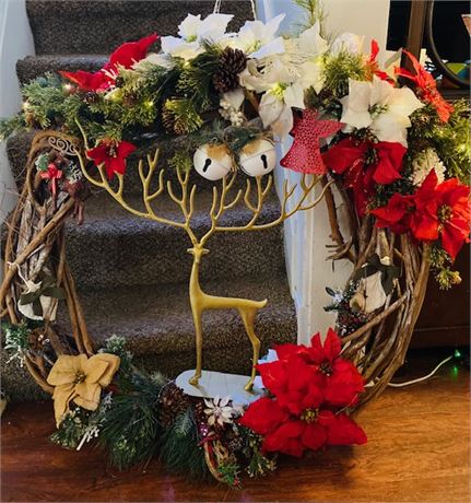 OVERSIZED GORGEOUS GRAPEVINE DEER WREATH made by J's Gems Boutique