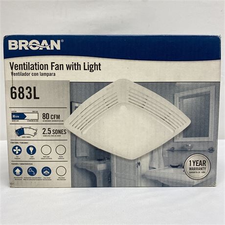 New - Broan Ventilation Fan with Light