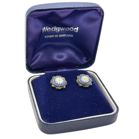 Wedgwood Blue Jasper Daisy Post Earrings