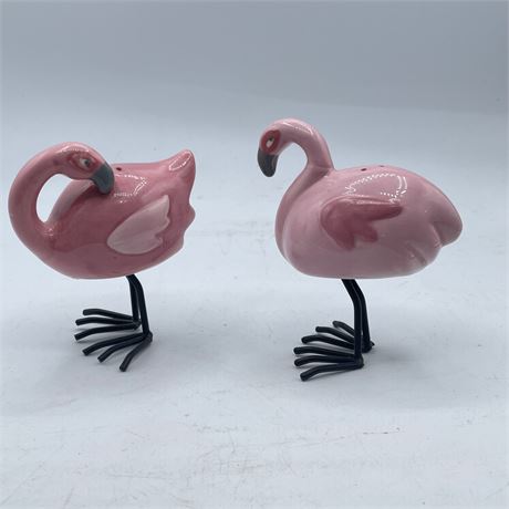 Set of Pink Flamingo Salt and Pepper Shakers