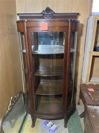 Rockford Chair and Furniture Co. Antique "D" Shaped Oak Cabinet