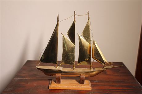 Sir Winston Churchill Brass Model Ship on Stand