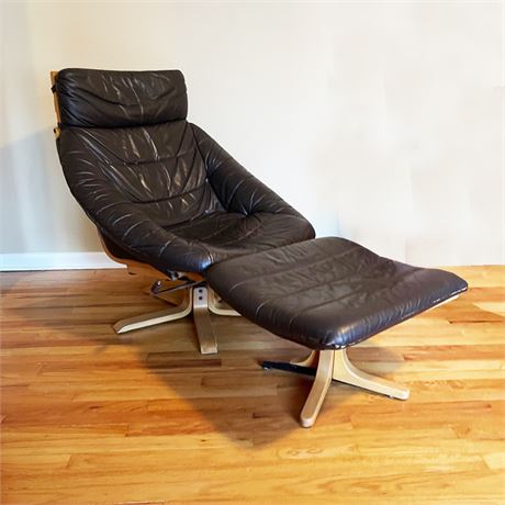 Vintage Leather Chair and Ottoman