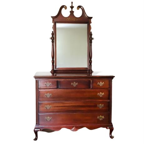 Kling Furniture Queen Anne Mahogany Dresser & Mirror