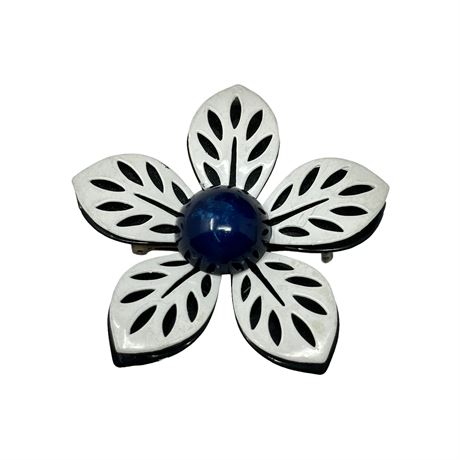 Blue and White Flower Brooch