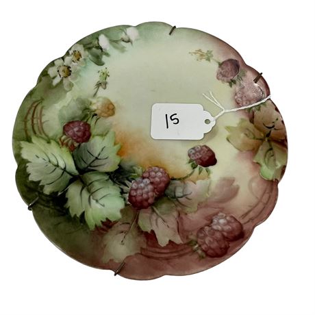 Small 7" Decorative Plate with Painted Raspberries