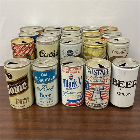 Mixed Lot of 20 Vintage Pull Tab Beer Cans - Mostly 16oz Cans