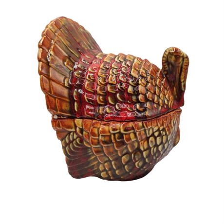 Vintage Ceramic Turkey Covered Candy Dish