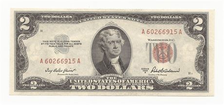 1953 $2 Dollar Bill Red Seal United States Note Really Nice