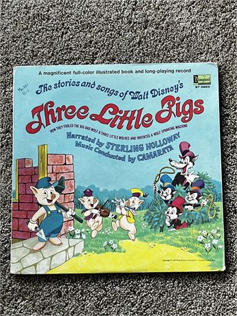 1967 Disneyland Record Three Little Pigs Record Album ST 3963