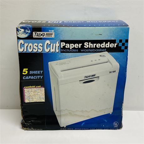 New in Box Trend Setter Cross Cut Paper Shredder w/ Wastebasket