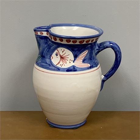 Solimene Vietri Italy Hand Painted Pitcher - 9"T