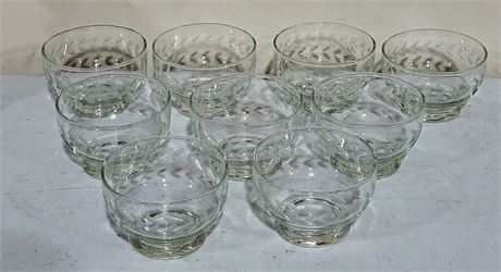 Set of (9) etched crystal/glass? glassware
