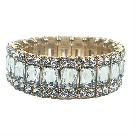 Emerald Cut Rhinestone Elastic Bridal Bracelet
