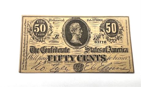 1863–1864 50 Cent Confederate Note