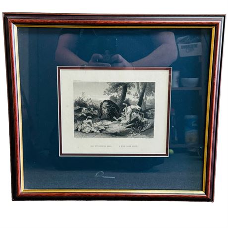 F Snyder An Angry Boar Wild Boar Hunt Print