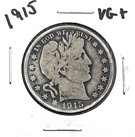 1915 Silver Barber Half Dollar