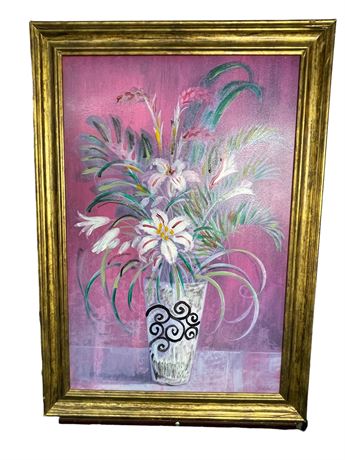 Large Richard Love Flowers in a Vase Oil Painting