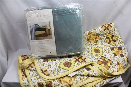 Quilt and King Vellux Hotel Blanket