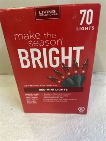 New, Living Solutions Red Mini Lights 70ct.