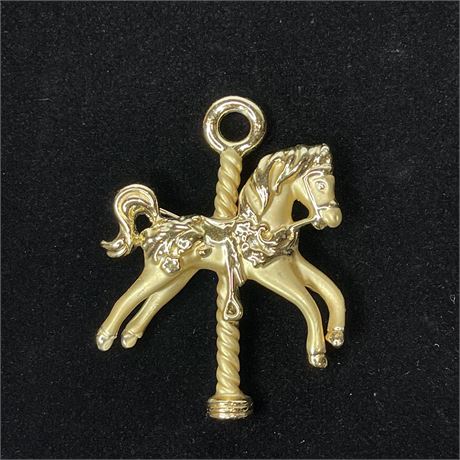 Gold Tone Carousel Horse Brooch