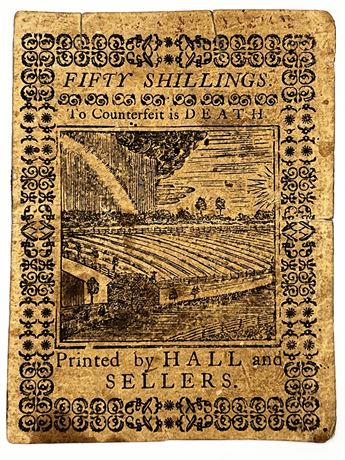 1773 Colonial Pennsylvania 50 Shilling Note
