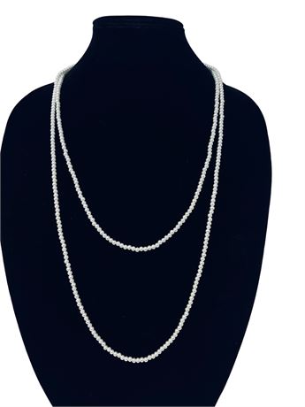 Extra Long Faux Seed Pearl Necklace 58"