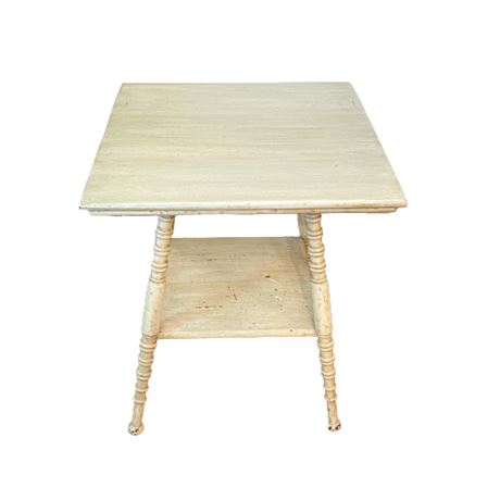 Hardwood Square White End Table
