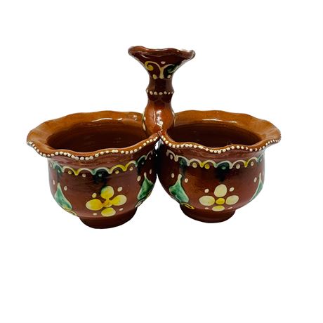 Hand Painted Pottery Condiment Contianer