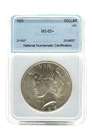1925 Silver Peace Dollar NNC MS65+