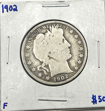 1902 Silver Barber Half Dollar