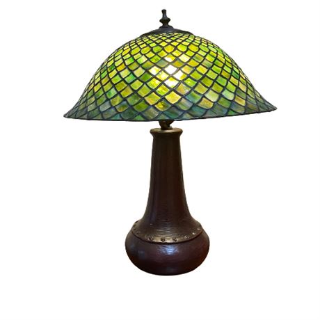 Vintage Excelsior Stained Glass Table Lamp