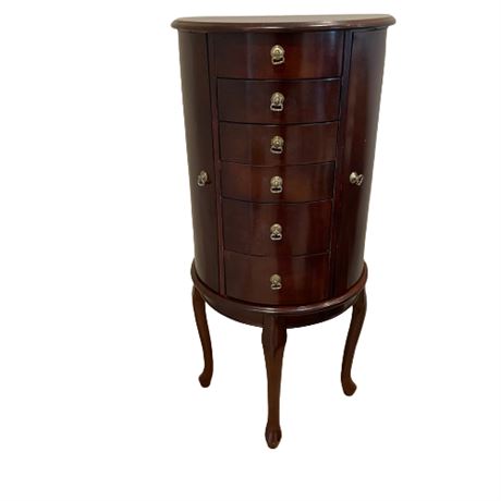 Queen Anne Style Demilune Jewelry Armoire