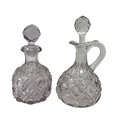 Lot of Glass Cruet and Jar with Stoppers