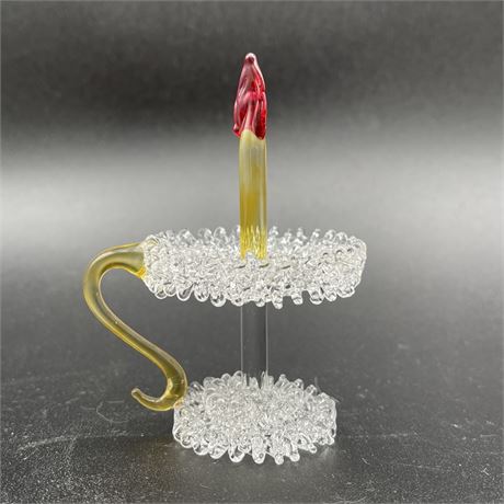 Vintage Spun Art Glass Candle and Candle Stick