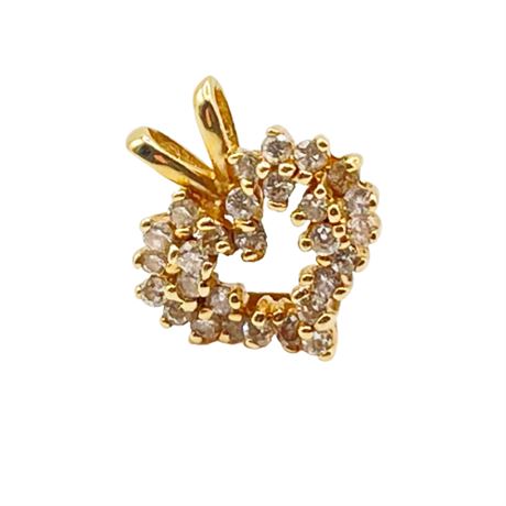 Diamond Cluster and Gold Heart Pendant