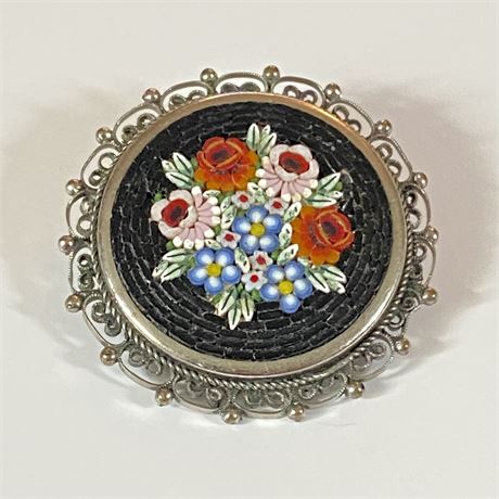 Gorgeous Micro Mosaic Millefiori Vintage/Antique Brooch