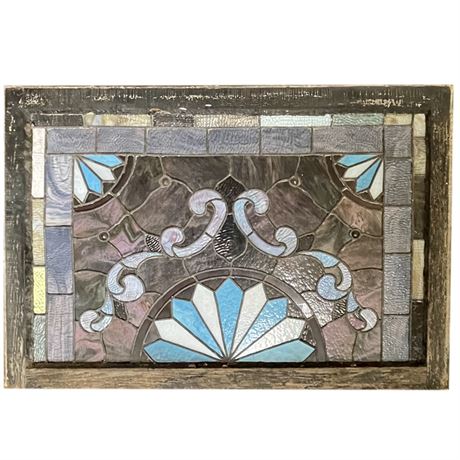 Antique Stained Glass Window in Original Frame