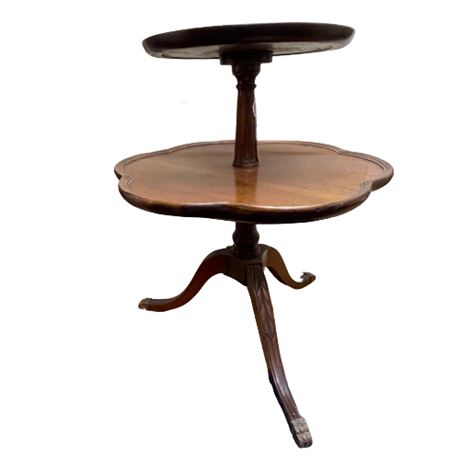 Vintage Mahogany Two Tier Clover Table