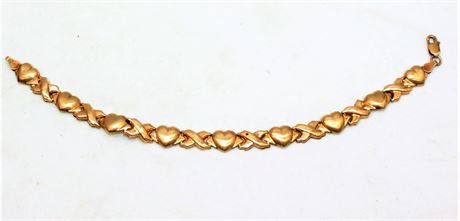10K Gold heart X bracelet