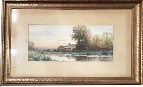 Antique Signed Landscape Watercolor