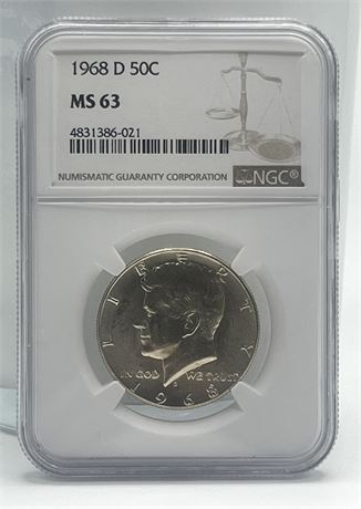 1968 D Kennday Half Dollar NGC MS63