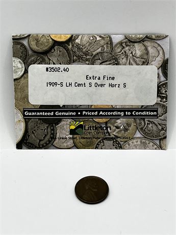1909-S Lincoln Cent S over Horiz S Coin S/Horiz S from Littleton Coin Co