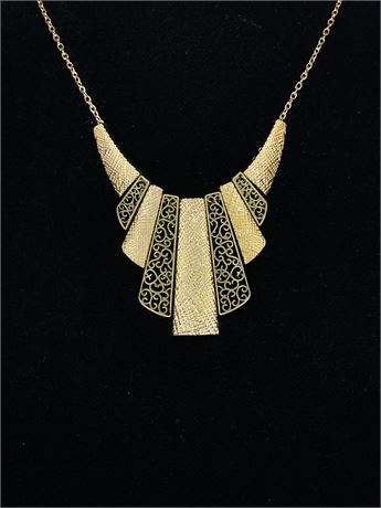 Filigree Style and Etched Paddle Necklace
