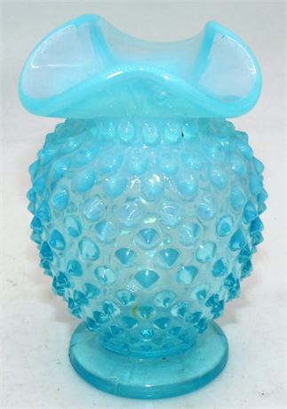 Fenton blue opalescent vase