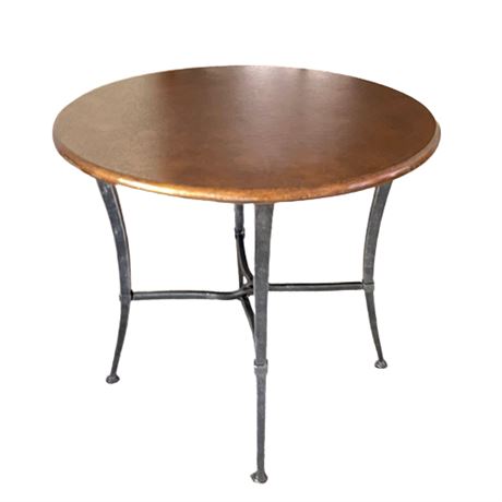 Copper Top and Wrought Metal Side Table