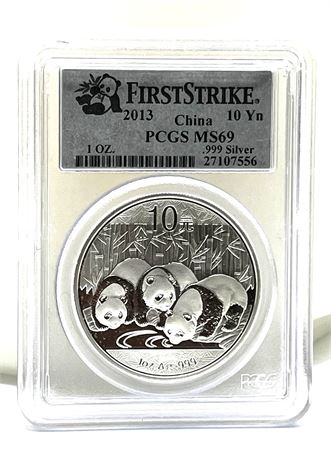 2013 1 OUNCE SILVER CHINESE PANDA COIN PCGS MS69