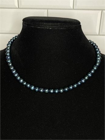Dyed Blue Freshwater Pearl Necklace